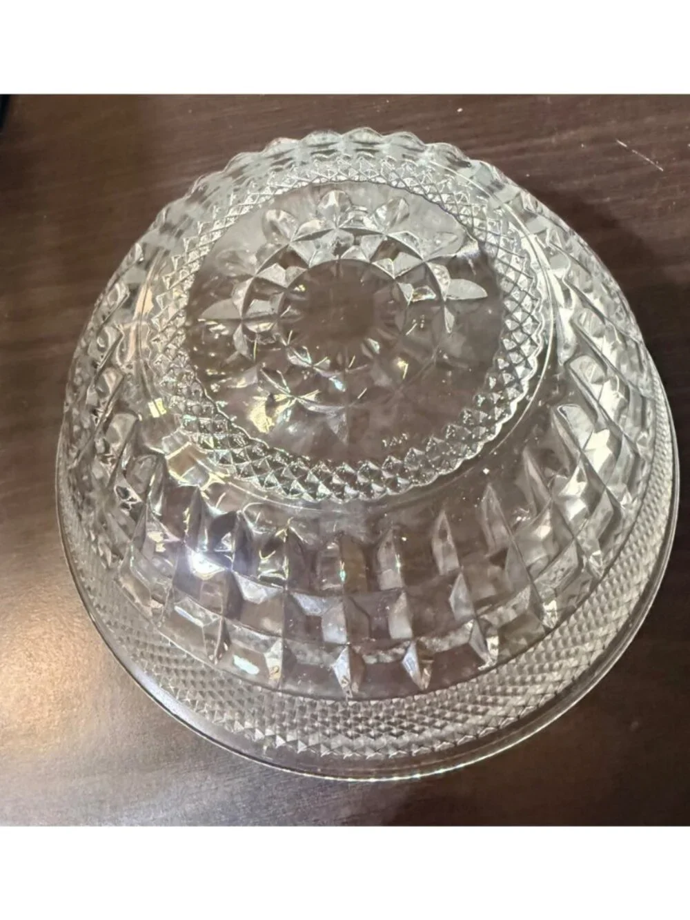 vintage Anchor Hocking glass bowl Wexford pattern diamond-point salad/serving bo